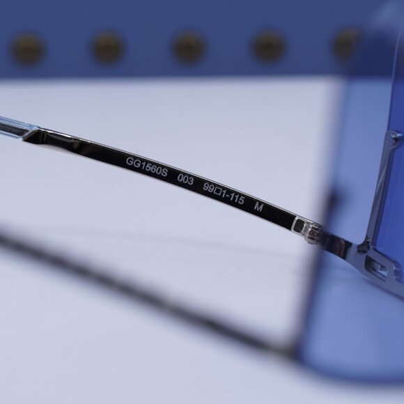 Gucci GG1560S 003 Shield Sunglasses - Silver/Blue - Picture 7 of 10